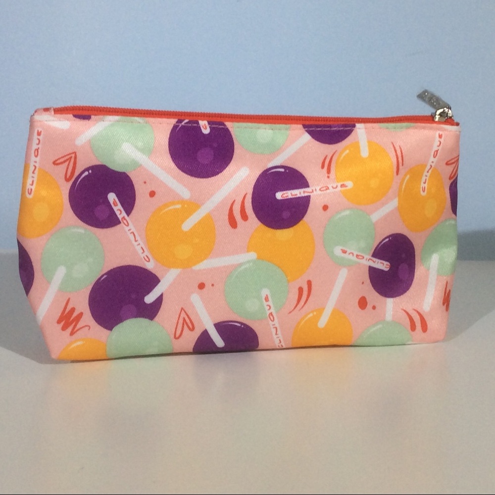 Clinique Geometric Lollipop Cosmetic Case Pink Red